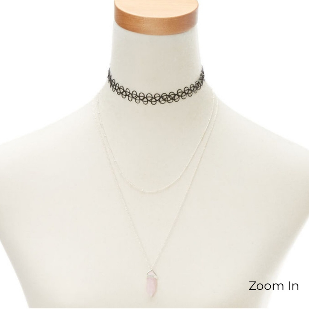 🌸 Rose Quartz Choker Set